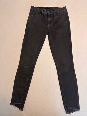 Joe's Jeans Black High-Rise Skinny Jeans with Frayed Hem